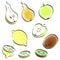 Fruit Pear Apple Lemon Kiwi Simple Drawing Sketch