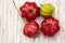 Fruit pitanga Eugenia uniflora in wooden background