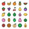 Fruit pixel perfect color line icons