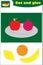 Fruit on plate cartoon, education game for the development of preschool children, use scissors and glue to create the applique,