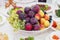Fruit plate, grapes and plums