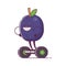 Fruit Plum Character on Gyroscooter