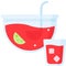 Fruit punch icon, Beverage flat vector illustration