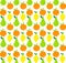 Fruit seamless pattern.Cute orange, lemons and pears isolated on white background