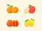 Fruit set collection orange apple tomato lemon slice whole fresh juicy vitamin nutrition fiber white isolated background