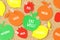 Fruit shaped paper note on pinboard - Healthy eating concept