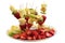 Fruit skewers strawberries, kiwi, banana, apple