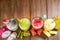 Fruit smoothies with dragon fruit, kiwi, watermelon, Pineapple o
