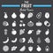 Fruit solid icon set, food symbols collection