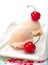 Fruit sorbet decorated with fresh cherry