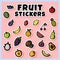 Fruit stickers colorful set. Collection of fruit flat labels