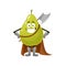 Fruit superhero, cartoon pear super hero guardian