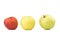 fruit traffic light concept. apple red. chinese pear yellow. guava green. isolated on white background