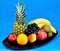 Fruit on a tray set of fruits garden, cultivated plants.  Fruits are juicy and sweet edible fruits of plants, used for cooking,