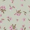 Fruit Tree Flowers Pattern on Tan Background. For Design, Print, Background and Textile.