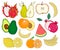 Fruit vector set. Cartoon illustration. Summer collection.