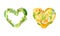 Fruit and Vegetable Heart with Bright Ripe Vitaminic Crop Vector Set