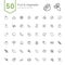 Fruit and Vegetable Icon Set. 50 Line Vector Icons.