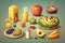 Fruit and vegetable icons set with fresh juice and smoothie isolated