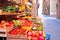 Fruit and vegetable market in narrow Florence street