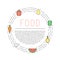 Fruit and vegetable multicolored outline circle frame with place for your text. Minimalistic design. Part two.