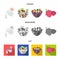 Fruit, vegetable salad and other types of food. Food set collection icons in cartoon,flat,monochrome style vector symbol