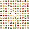 Fruit and vegetables collage on white background