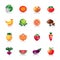 Fruit and Vegetables Colorful Icons