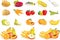 Fruit, vegetables, meat, corn icons