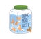 Fruit water lemonade in glass jar with tap. Cold summer refreshment drink in dispenser. Aqua beverage with oranges and