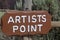 FRUITA, COLORADO - JUNE 23, 2016: Artists Point Overlook Sign Along Rim Rock Drive in Colorado National Monument