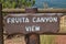 FRUITA, COLORADO - JUNE 23, 2016: Fruita Canyon View Sign Along Rim Rock Drive in Colorado National Monument