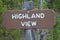 FRUITA, COLORADO - JUNE 23, 2016: Highland View Overlook Sign Along Rim Rock Drive in Colorado National Monument