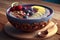 Fruitful Acai Smoothie in Ornamental Bowl Delicious Healthy Breakfast AI Generative