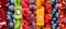 Fruits. Background of mixed ripe fruits and berries