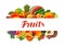 Fruits, banner. Natural food, greengrocery concept. Vector illustration