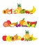 Fruits banner set. and berries horizontal poster. collection template for restaurant menu
