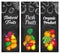 Fruits banners, chalkboard sketch farm garden food