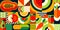 Fruits Bauhaus modern geometric pattern background