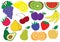 Fruits and berries cartoon set, icons. Vector illustration