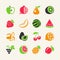 Fruits and berries icon set