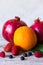 Fruits and berries on a light background