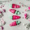 Fruits and berries popsicle ice . Homemade ice cream on light green kitchen table background, top view. Healthy summer desserts.