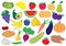 Fruits, berries and vegetables cartoon, icon. Set. Vector