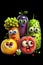 fruits with cartoon characters showing very happy faces isolated background Ai generated