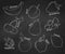 Fruits on the chalkboard. Line icons. Vector illustration