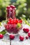 Fruits cherries currants wooden background