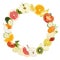 Fruits circle shape texture vegetables food diet concept