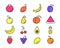 Fruits with colorful filling line art icons