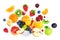 Fruits falling on white background. Mixed fruits. Healthy food